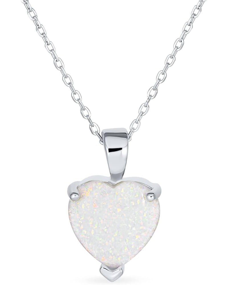 Romantic Bridal Danity Opulence Gemstone 5CT Solitaire Prong Set Created Orange White Opal Heart Shape Pendant Necklace For W...