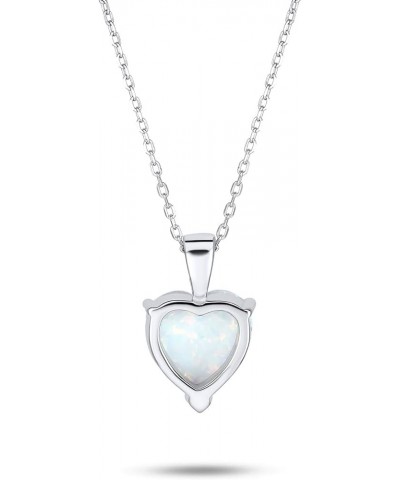 Romantic Bridal Danity Opulence Gemstone 5CT Solitaire Prong Set Created Orange White Opal Heart Shape Pendant Necklace For W...