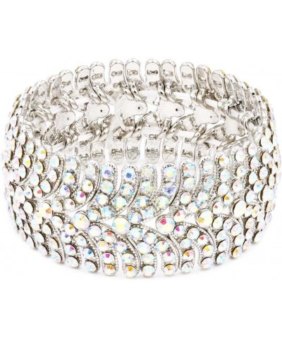 Etruscan Style Rhinestones Stretch Bracelet Party Jewelry for Women 7 Silver AB $13.78 Bracelets