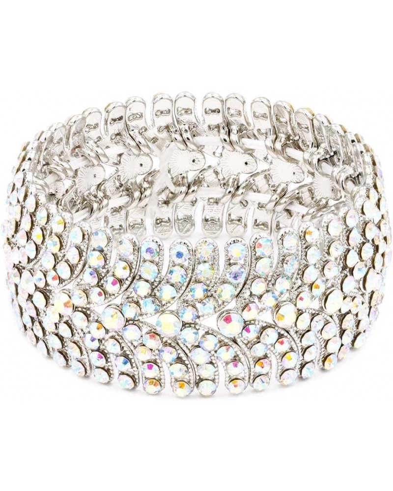 Etruscan Style Rhinestones Stretch Bracelet Party Jewelry for Women 7 Silver AB $13.78 Bracelets