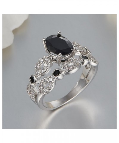 925 Sterling Silver Oval Cut Created Rainbow Topaz Filled Engagement Ring Black $4.71 Rings