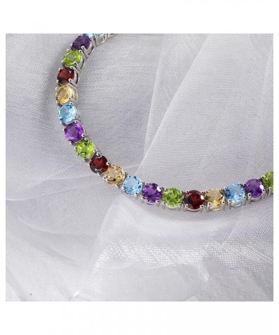 925 Sterling Silver 5mm Classic Tennis Bracelet with Natural Citrine Siwss Blue Topaz Peridot Bhodolite Amethyst for Women Si...