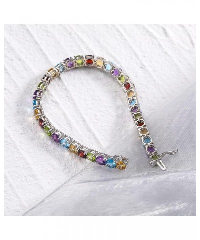 925 Sterling Silver 5mm Classic Tennis Bracelet with Natural Citrine Siwss Blue Topaz Peridot Bhodolite Amethyst for Women Si...