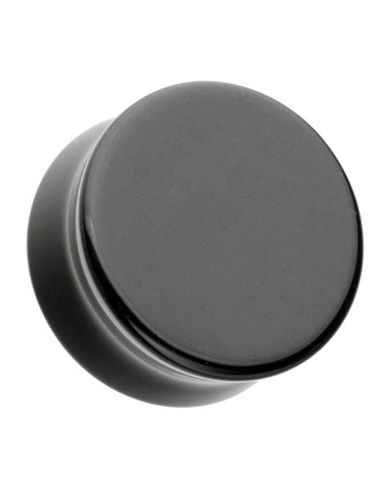 Flat Glass Natural Stone Double Flared Ear Gauge Plug 1" (25mm), Black $9.87 Body Jewelry