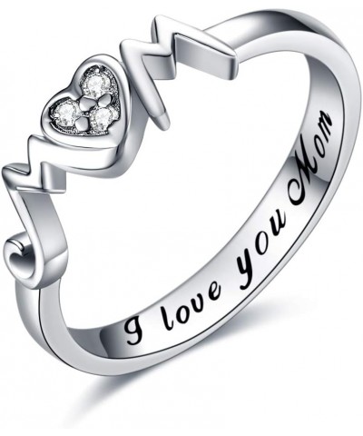 Mom Rings 925 Sterling Silver Mom Mother Rings Women Jewelry Gifts for Mum Mothers Day Gifts $13.33 Rings