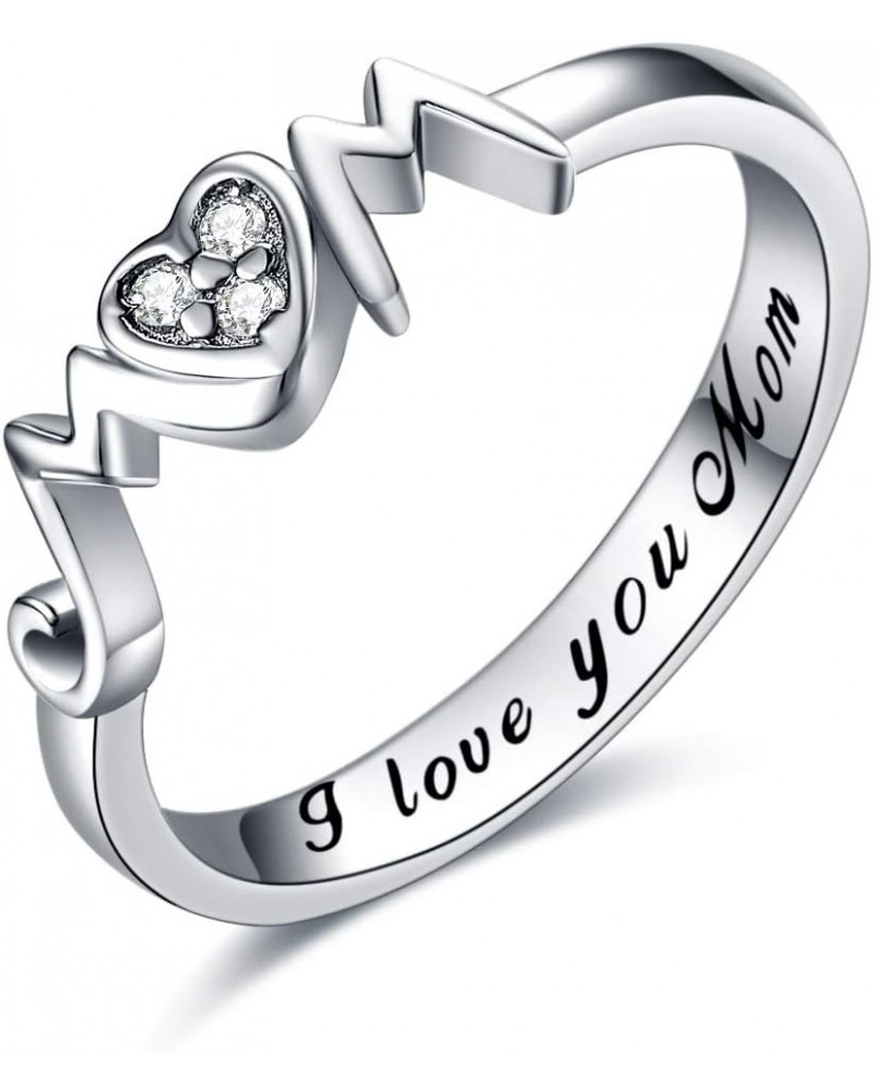 Mom Rings 925 Sterling Silver Mom Mother Rings Women Jewelry Gifts for Mum Mothers Day Gifts $13.33 Rings