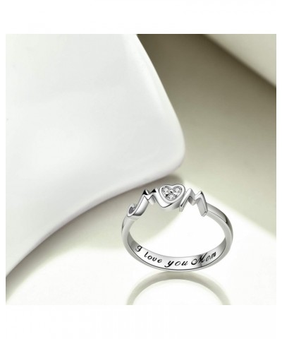 Mom Rings 925 Sterling Silver Mom Mother Rings Women Jewelry Gifts for Mum Mothers Day Gifts $13.33 Rings