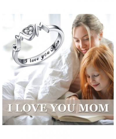 Mom Rings 925 Sterling Silver Mom Mother Rings Women Jewelry Gifts for Mum Mothers Day Gifts $13.33 Rings