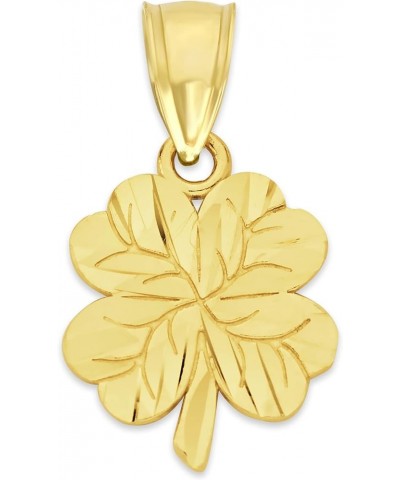 10k or 14k Solid Gold Shamrock Pendant Necklace, Four Leaf Clover Charm, Good Luck Jewelry Gifts for Women 10k Gold No Chain ...