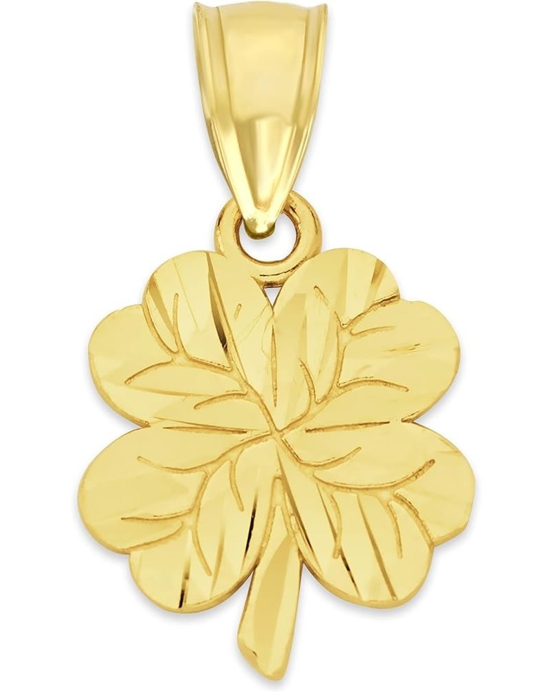 10k or 14k Solid Gold Shamrock Pendant Necklace, Four Leaf Clover Charm, Good Luck Jewelry Gifts for Women 10k Gold No Chain ...