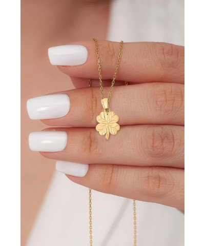 10k or 14k Solid Gold Shamrock Pendant Necklace, Four Leaf Clover Charm, Good Luck Jewelry Gifts for Women 10k Gold No Chain ...