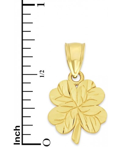 10k or 14k Solid Gold Shamrock Pendant Necklace, Four Leaf Clover Charm, Good Luck Jewelry Gifts for Women 10k Gold No Chain ...