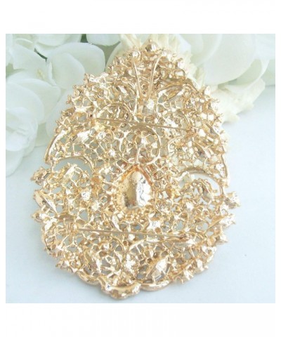 Sindary Gorgeous 4.92" Teardrop Brooch Pin Pendant Austrian Crystal Large Brooch For Women BZ4045 Gold-Tone Lake Blue Clear $...