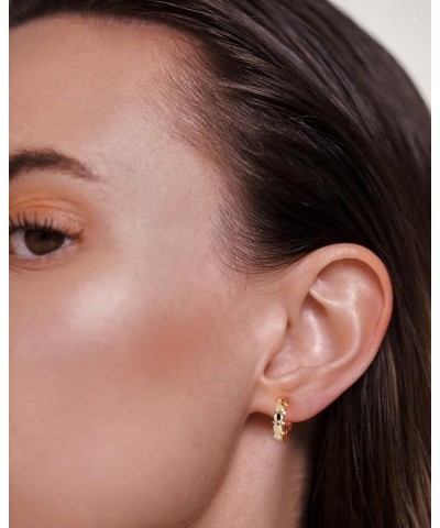 Women Huggie Earrings Gold Hoop 14K Gold Filled Small Simple Handmade Hypoallergenic Everyday Jewelry Dot Bead $11.01 Earrings