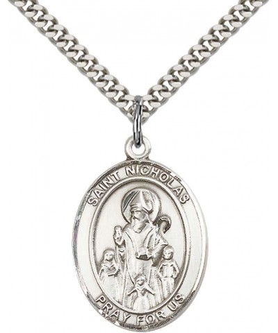 Sterling Silver St. Nicholas Pendant with 24" Stainless Steel Heavy Curb Chain. Patron Saint of Bakers/Brides/Children $37.26...