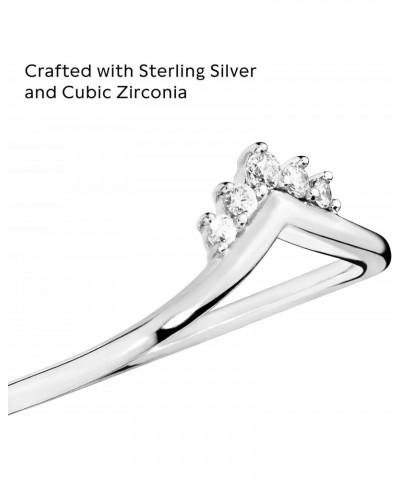 Jewelry Tiara Wishbone Cubic Zirconia Ring in Sterling Silver, Size 4.5 $25.65 Rings