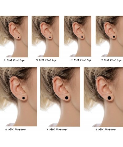 14 Pairs Stainless Steel Ball Stud Earrings Barbell Cartilage Tragus Helix Ear Piercing For Men Women 2-8mm Silver Black B:Fl...