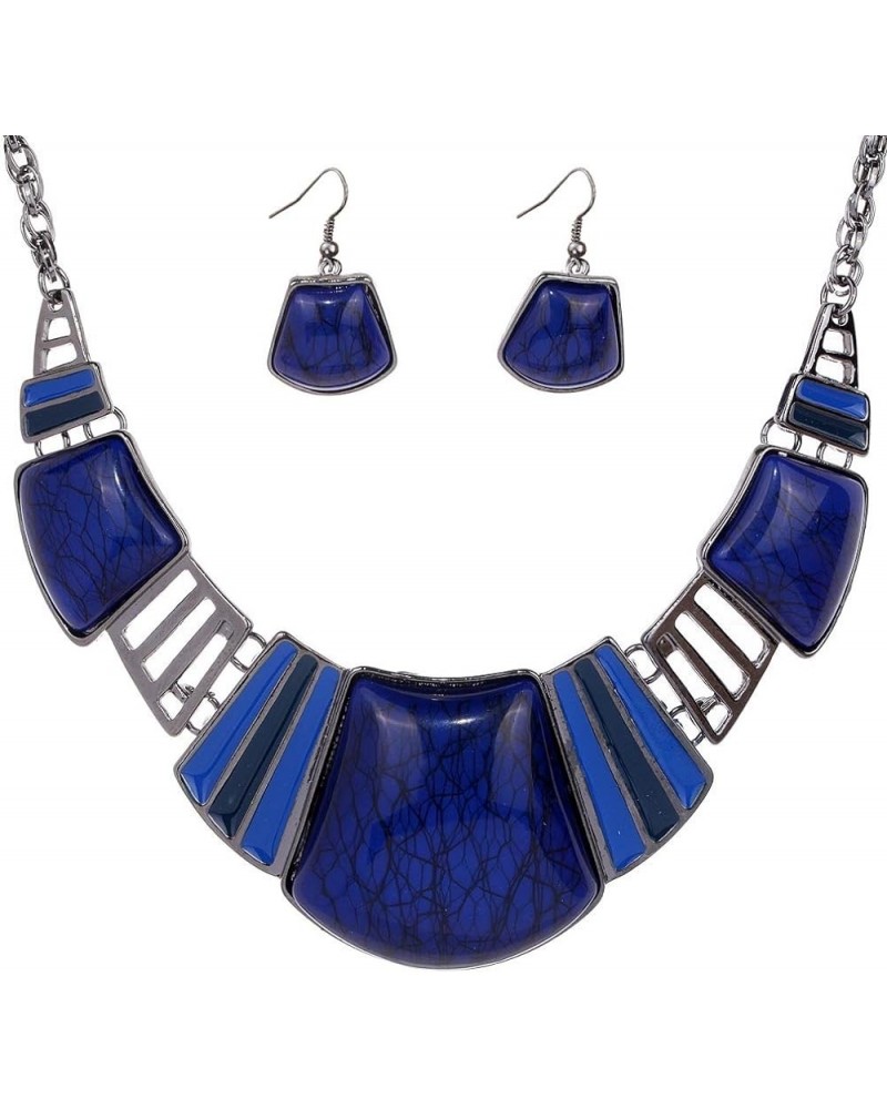 Vintage Ethnic Tibetan Sliver Turquoise Bib Collar Earrings Necklace Jewelry Set Women Gift Blue $8.54 Jewelry Sets