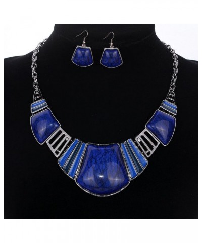 Vintage Ethnic Tibetan Sliver Turquoise Bib Collar Earrings Necklace Jewelry Set Women Gift Blue $8.54 Jewelry Sets