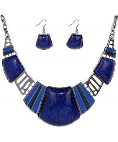 Vintage Ethnic Tibetan Sliver Turquoise Bib Collar Earrings Necklace Jewelry Set Women Gift Blue $8.54 Jewelry Sets