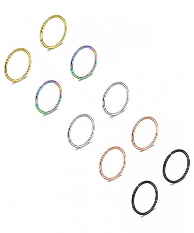 5 Pairs Nose Rings Hoop 20 Gauge Non Piercing Stainless Steel Clip-on Fake Septum Nose Hoop Ring Studs Earrings Piercings for...