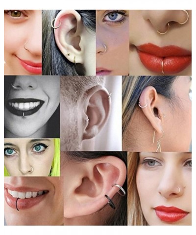 5 Pairs Nose Rings Hoop 20 Gauge Non Piercing Stainless Steel Clip-on Fake Septum Nose Hoop Ring Studs Earrings Piercings for...