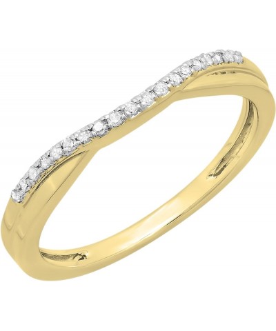 0.11 Carat (ctw) 10K Gold Round Cut White Topaz Ladies Anniversary Wedding Guard Contour Band 7 Yellow Gold $92.47 Rings