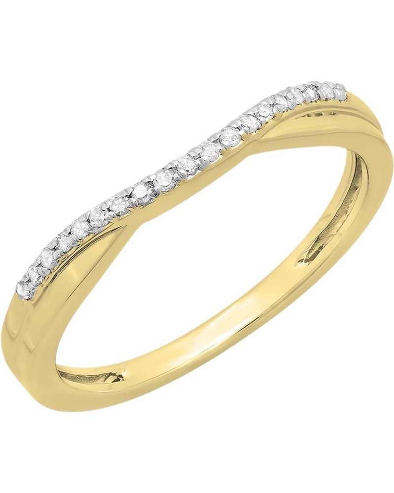 0.11 Carat (ctw) 10K Gold Round Cut White Topaz Ladies Anniversary Wedding Guard Contour Band 7 Yellow Gold $92.47 Rings