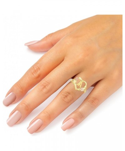 10k Yellow Gold A-Z Initial Ring with Heart and Rose Gold Flower Design, Sizes 4-9 I $60.00 Rings