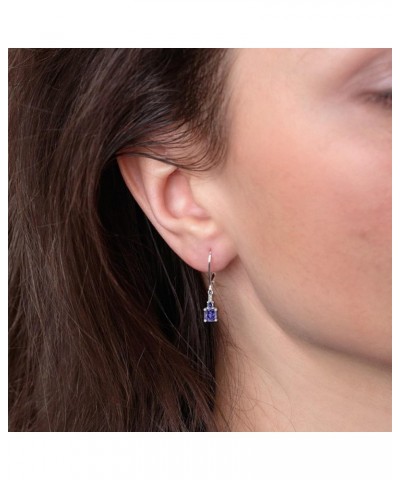 Women's Dangle Earrings 925 Sterling Silver Princess Cut Leverback Earrings Gemstones Jewelry 12-tanzanite-Dec $23.10 Earrings