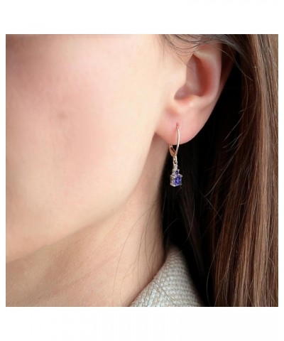 Women's Dangle Earrings 925 Sterling Silver Princess Cut Leverback Earrings Gemstones Jewelry 12-tanzanite-Dec $23.10 Earrings