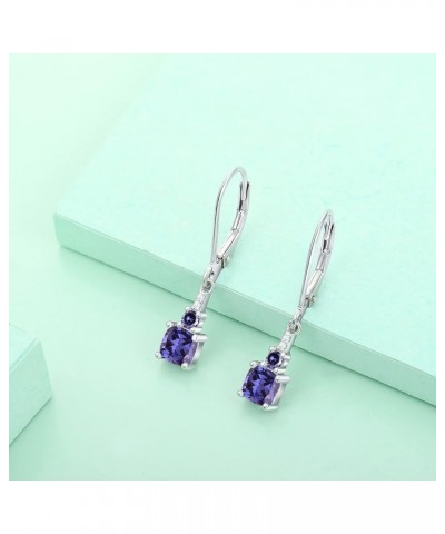 Women's Dangle Earrings 925 Sterling Silver Princess Cut Leverback Earrings Gemstones Jewelry 12-tanzanite-Dec $23.10 Earrings