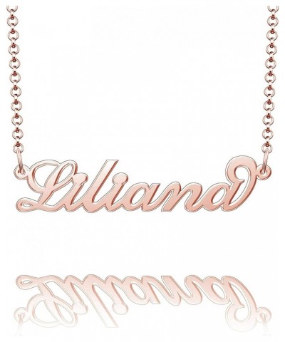 Name Necklace Personalized Gold Custom Name Plate Necklace Sterling Silver Liliana-Rose Gold $19.37 Necklaces