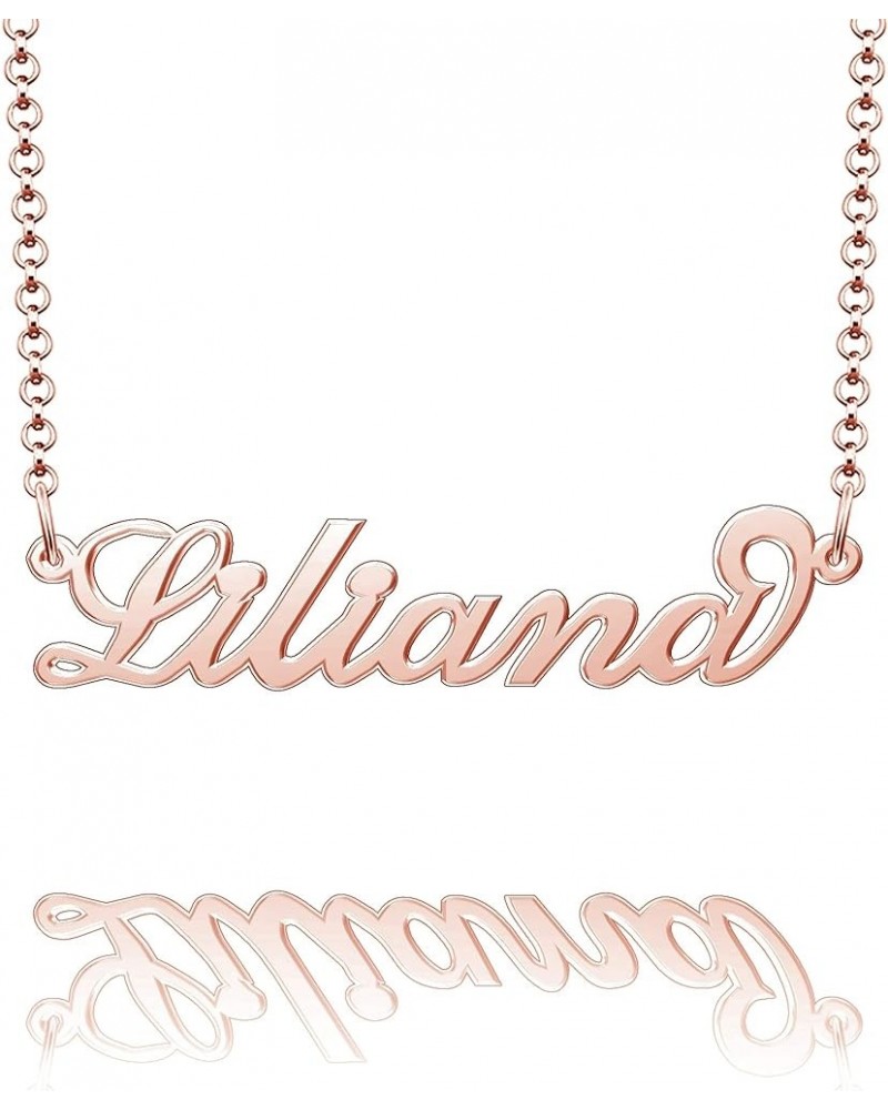 Name Necklace Personalized Gold Custom Name Plate Necklace Sterling Silver Liliana-Rose Gold $19.37 Necklaces