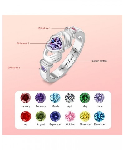 Personalized Birthstone Mother Ring for Women Engraved Family Ring with Birthstones Custom Promise Claddagh Ring Jewelry Gift...