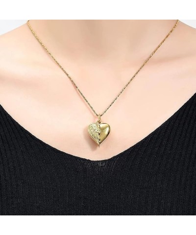 14K Gold Angel Wing Urn Necklace for Ashes that Hold Picture, 10K 14K 18K Real Gold Heart Cremation Necklace with Photo Locke...