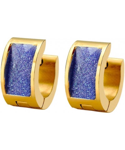 Jewelry Men's and Women's Muticolor Crystal Stainless Steel Studs Hoop Earrings 01Gold Purple $8.12 Earrings