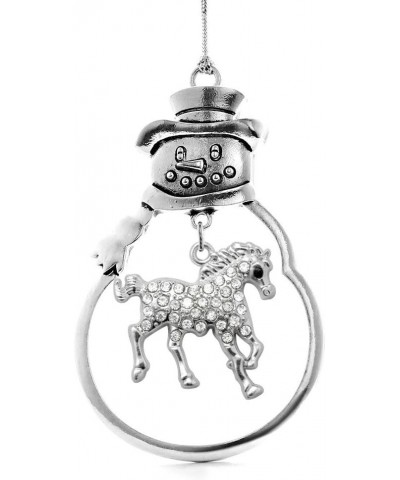 2.0 Carat Galloping Horse Charm Ornament - Silver Customized Charm Snowman Ornament with Cubic Zirconia Jewelry 2.0 Carat Gal...