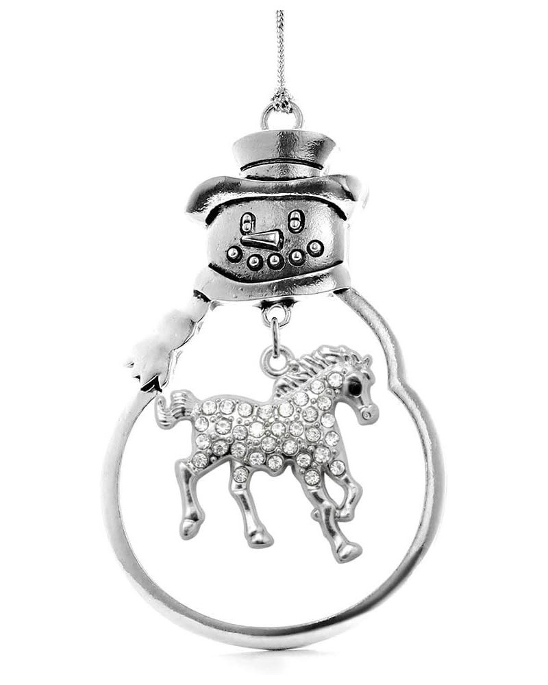 2.0 Carat Galloping Horse Charm Ornament - Silver Customized Charm Snowman Ornament with Cubic Zirconia Jewelry 2.0 Carat Gal...