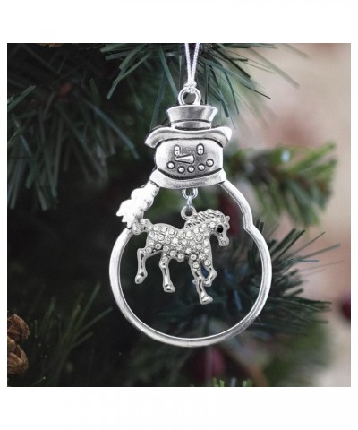 2.0 Carat Galloping Horse Charm Ornament - Silver Customized Charm Snowman Ornament with Cubic Zirconia Jewelry 2.0 Carat Gal...