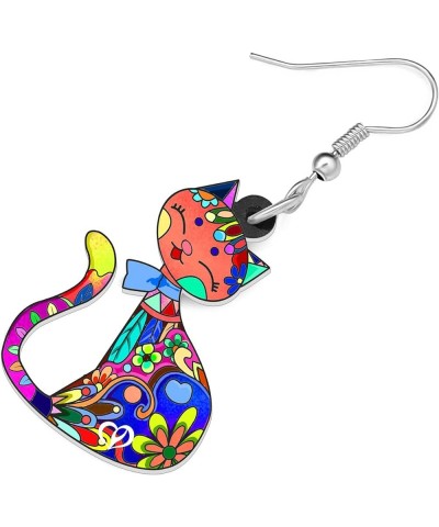 Cute Acrylic Anime Cat Earrings Fun Cat Jewelry Fashion Cat Gifts for Girls Women Charms Floral $6.23 Earrings