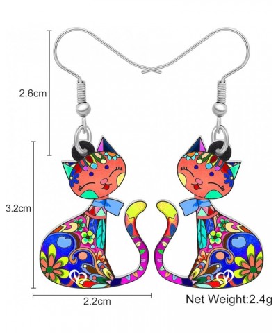 Cute Acrylic Anime Cat Earrings Fun Cat Jewelry Fashion Cat Gifts for Girls Women Charms Floral $6.23 Earrings