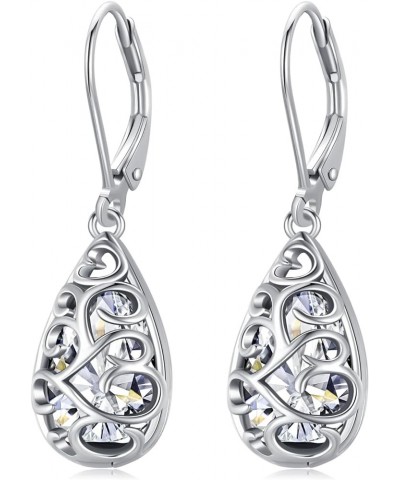 Teardrop Filigree 5A Gem Birthstone Dangle Drop Leverback Earrings Sterling Silver Jewelry Apr $25.85 Earrings