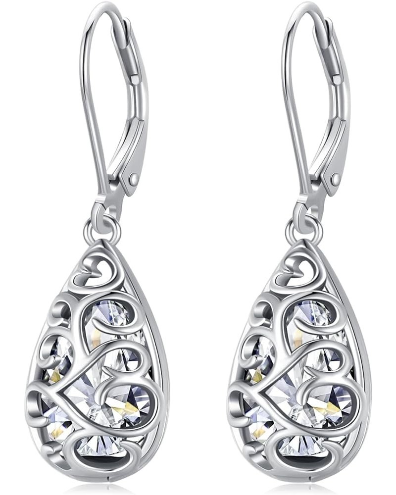 Teardrop Filigree 5A Gem Birthstone Dangle Drop Leverback Earrings Sterling Silver Jewelry Apr $25.85 Earrings