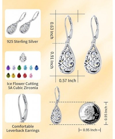 Teardrop Filigree 5A Gem Birthstone Dangle Drop Leverback Earrings Sterling Silver Jewelry Apr $25.85 Earrings