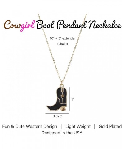 Cowgirl Boot Pendant Necklace for Women – Western - Country – Rodeo – Cowboy Boots – Gold Plated – with Gift Box Included Bla...