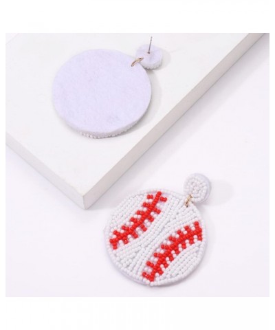 2 Pairs Beaded Baseball Earrings Sports Earring for Women Statement Game Team Sports Ball Dangle Drop Earrings Theme Party Je...