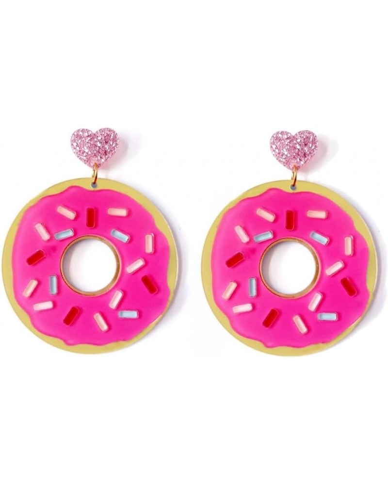 Unique Acrylic Food Cake Drop Dangle Earrings Imitate Ice Cream Resin Sweet Love Heart Donuts Colorful Funny for Women Girls ...