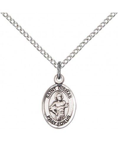 Sterling Silver St. Dismas Pendant with 18" Sterling Silver Lite Curb Chain. Patron Saint of Penitent Criminals $30.80 Necklaces