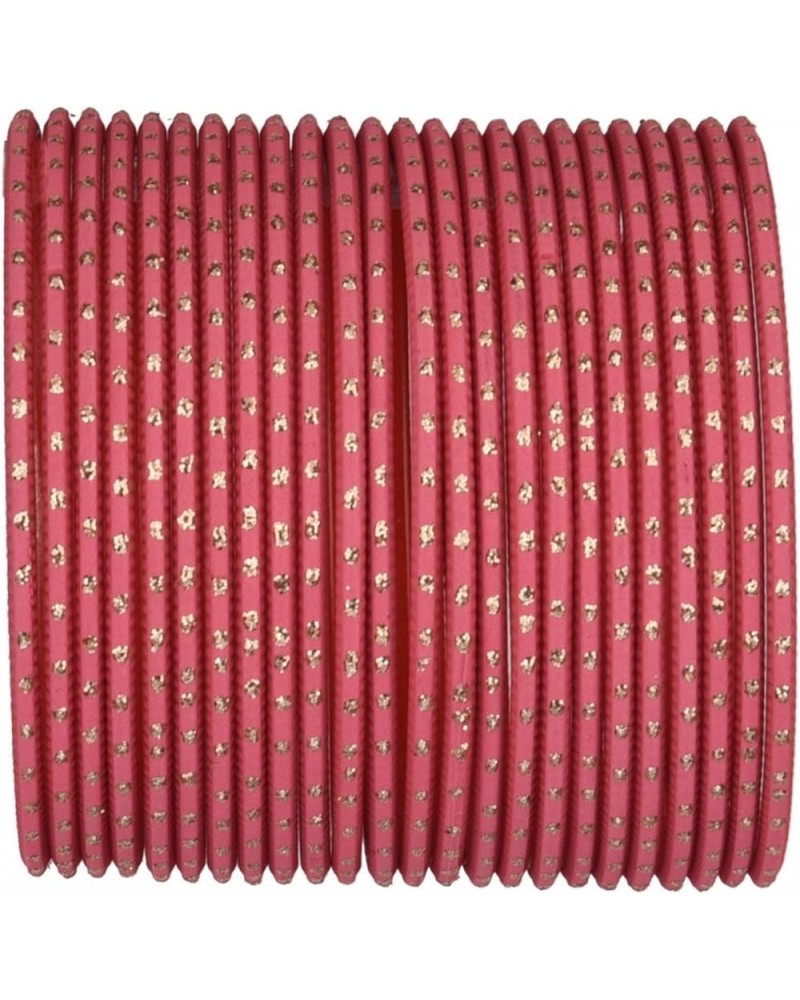 Indian Bangles Set Bollywood Plain Metal Bangle Bracelets Costume Jewelry for Women Pink (Set of 24 Pcs) 2-6 $9.87 Bracelets